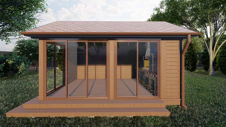 Закрытая беседка Артель 4х5