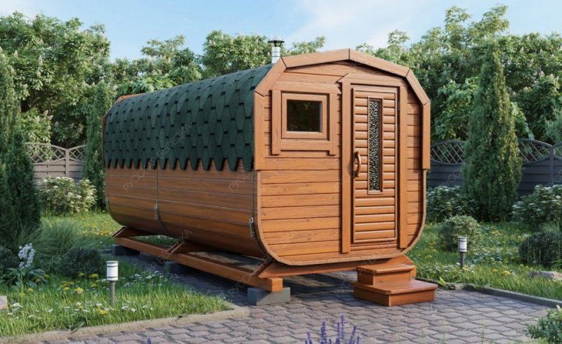 Баня квадробочка, модель СУПЕР ЛЮКС ВХОД С ТОРЦА