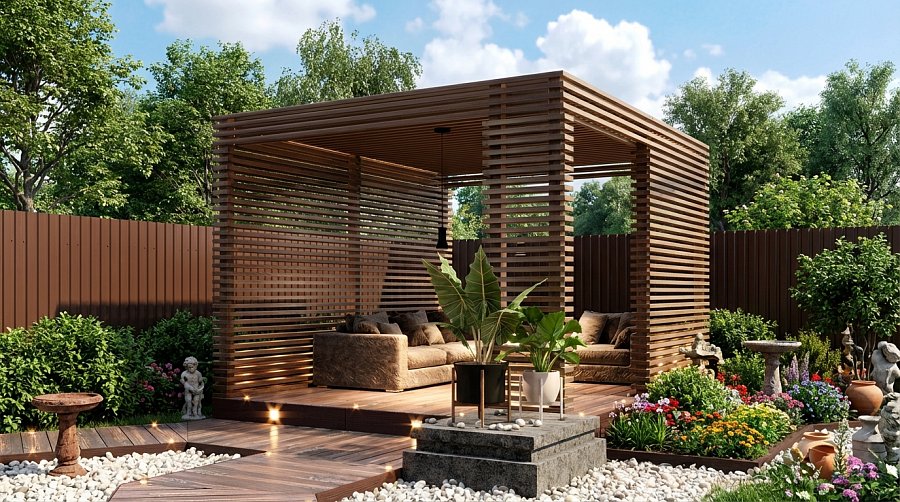 Современная беседка ГОРИЗОНТ