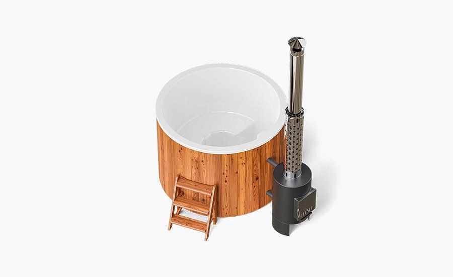 Композитная купель с отделкой из термодерева COMFORT 160 HOT, дуб