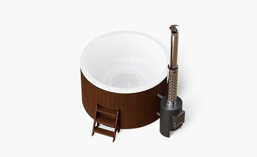 Композитная купель с отделкой из термодерева COMFORT 195 HOT, дуб